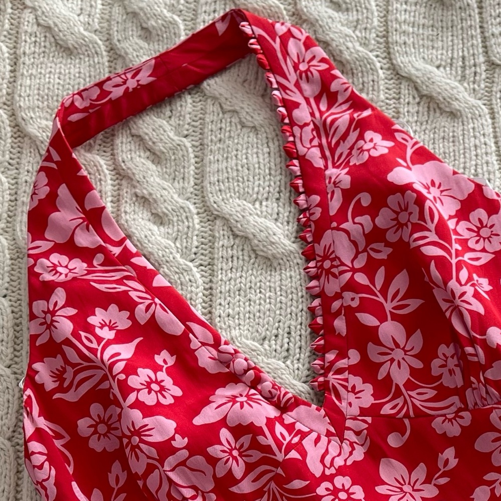 🍓Laundry Silk Floral Printed Halter Neck A-line Midi Dress, Size 4 - Picture 14 of 14